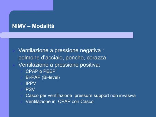 Svezzamento dal ventilatore - Regione Umbria