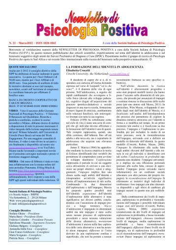 Newsletter di Psicologia Positiva - Società Italiana di Psicologia ...