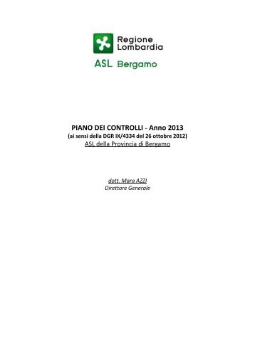 piano dei controlli 2013 - Azienda Sanitaria Locale della Provincia ...