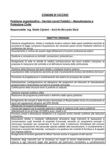 Attività ordinaria SERVIZIO LAVORI PUBBLICI - Comune di Vicchio