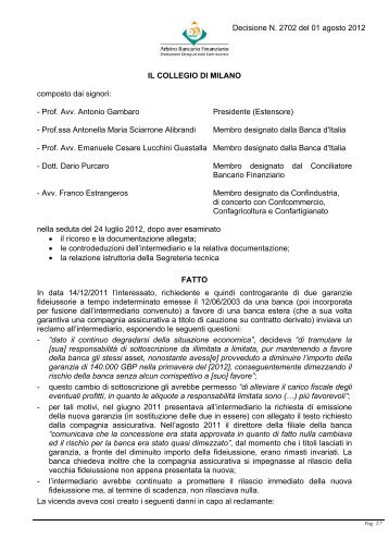 Prof. Avv. Antonio Gambaro Presidente (Estensore) - Arbitro ...