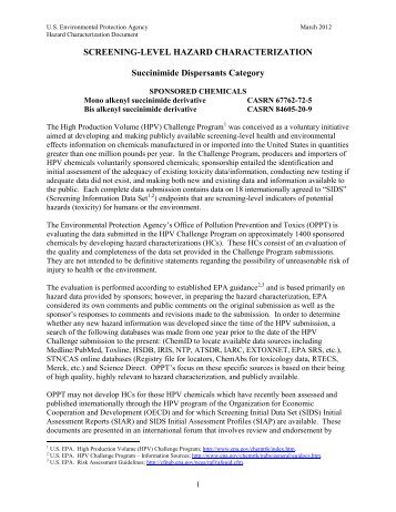 Succinimide Dispersants Category - US Environmental Protection ...