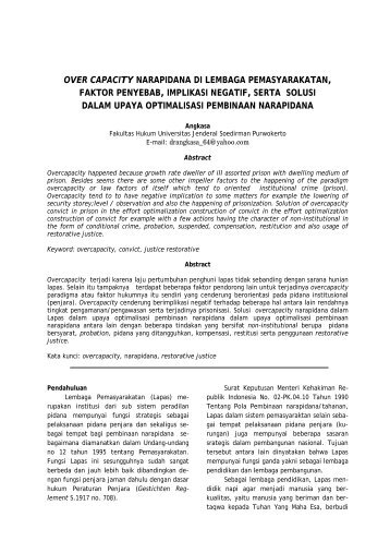 OVER CAPACITY NARAPIDANA DI LEMBAGA ... - Fakultas Hukum
