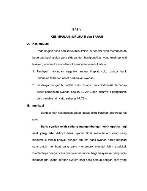Bab V Kesimpulan Implikasi Dan Saran A Kesimpulan Novel
