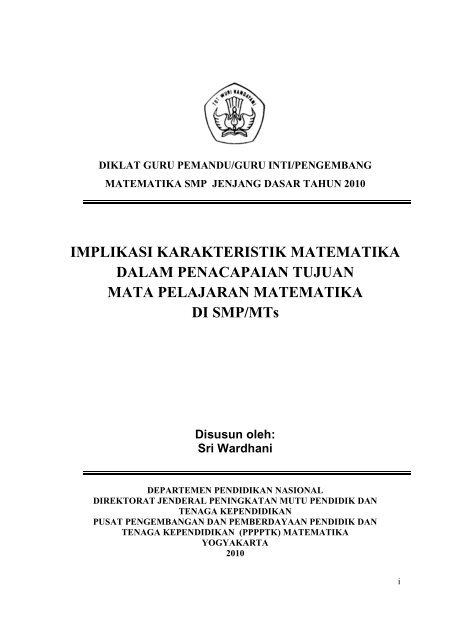 Implikasi Karakteristik Matematika Dalam Penacapaian
