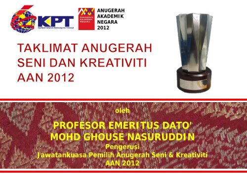 Taklimat Anugerah Seni dan Kreativiti - Kementerian Pengajian Tinggi