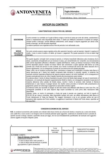 anticipi su contratti - Gruppo.mps.it - Banca Monte dei Paschi di Siena