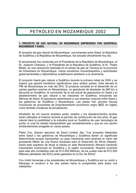 PETRÓLEO EN MOZAMBIQUE 2002 - Oilwatch