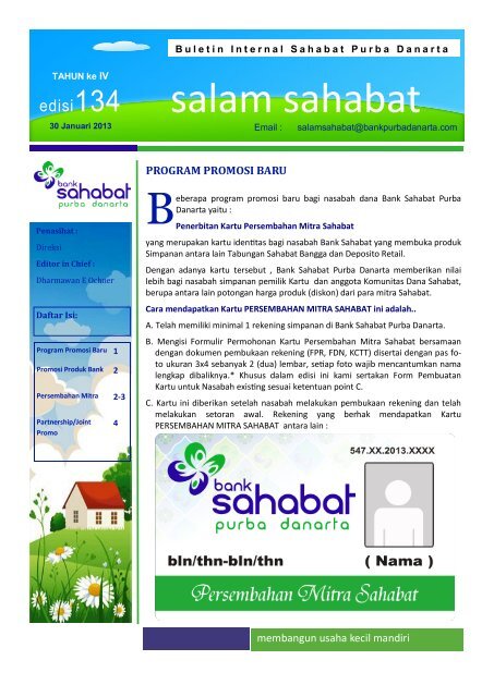 Edisi Buletin 134 Bank Sahabat Purba Danarta