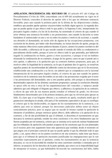 APELACION, PROCEDENCIA DEL RECURSO DE. El artículo 651 ...