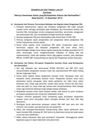 KESIMPULAN DAN TINDAK LANJUT Semiloka ... - ACCH - KPK