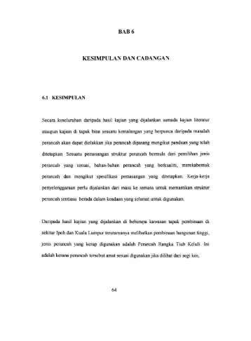 BAB 6 KESIMPULAN DAN CADANGAN - UTM