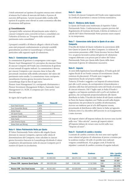 Relazione semestrale 30 Giugno 2008 - Pioneer Investments