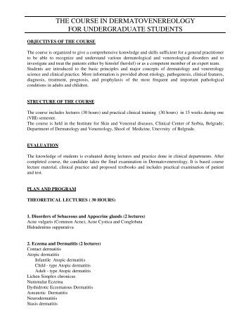 the course in dermatovenereology for undergraduate students