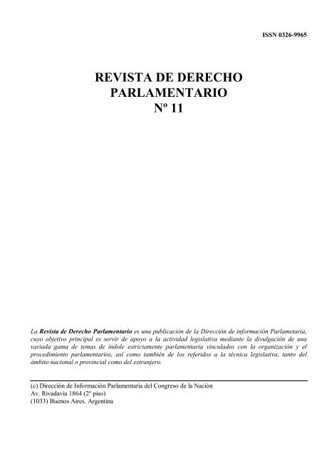 Revista de Derecho Parlamentario Nº 11 - Honorable Cámara de ...