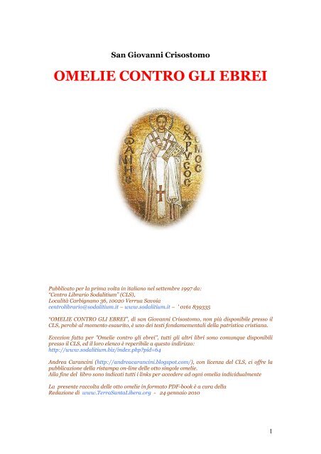 OMELIE CONTRO GLI EBREI - TerraSantaLibera.org