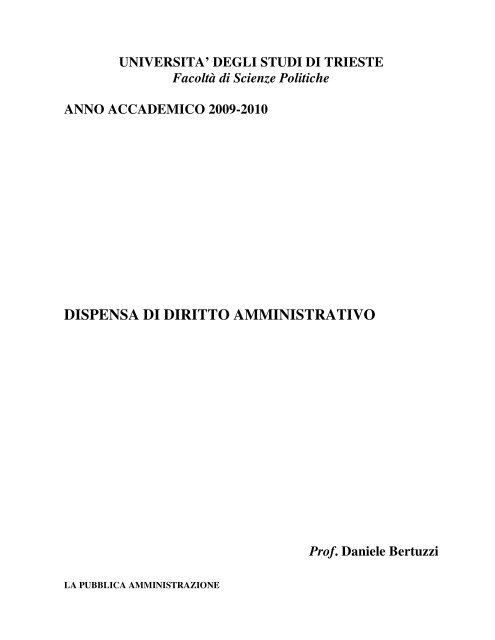 DISPENSA DI DIRITTO AMMINISTRATIVO - Scienze Politiche