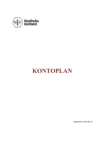 KONTOPLAN - Internwebben - Karolinska Institutet