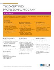 TIBCO CERTIFIED PROFESSIONAL PROGRAM