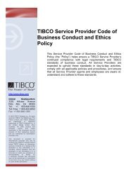 TIBCO Service Provider Code of Business Conduct and Ethics Policy