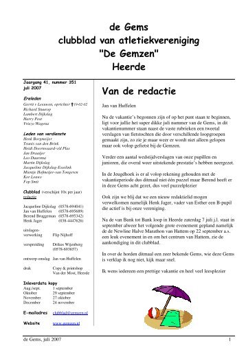 de Gems clubblad van atletiekvereniging "De Gemzen" Heerde Van ...