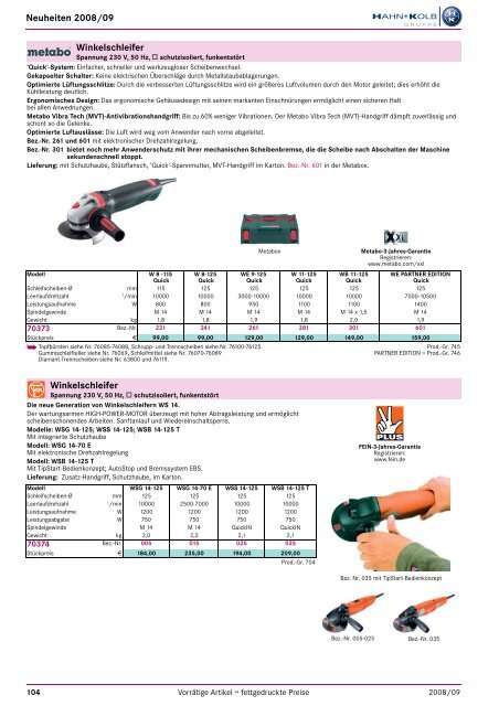 HAHN+KOLB Katalog 2008/09 Deutsch - Neuheiten - Goodtool