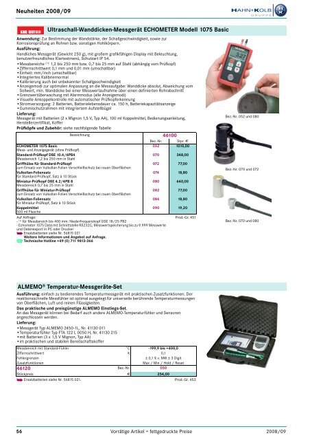 HAHN+KOLB Katalog 2008/09 Deutsch - Neuheiten - Goodtool