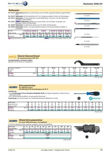 HAHN+KOLB Katalog 2008/09 Deutsch - Neuheiten - Goodtool