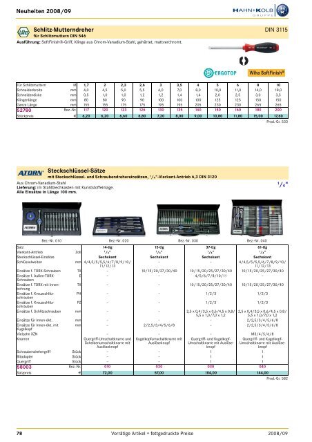 HAHN+KOLB Katalog 2008/09 Deutsch - Neuheiten - Goodtool