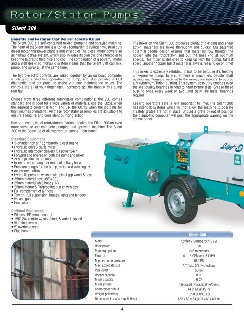 View Complete Specifications in our Pump Catalog - IMER USA.