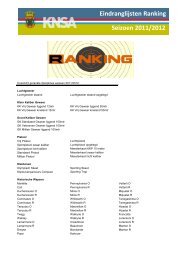Eindranglijsten Ranking Seizoen 2011/2012 - KNSA