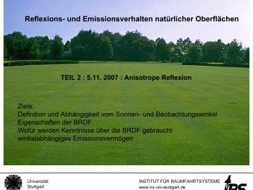 anisotrope Reflexion und Emission - Institut für Raumfahrtsysteme ...
