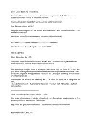 Liebe Leser des KVB-Newsletters, - KVB - Bund.de