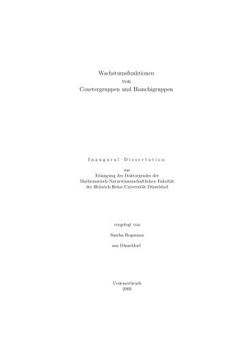 Wachstumsfunktion von Coxetergruppen und ... - Sascha Rogmann