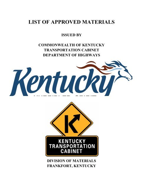 List Of Approved Materials Kentucky Transportation Cabinet