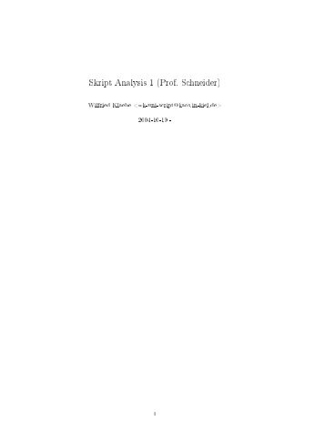 Skript Analysis 1 (Prof. Schneider)