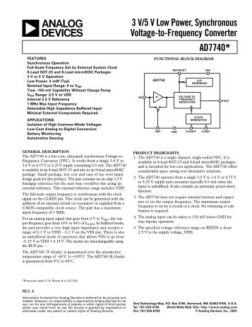 3 V/5 V Low Power, Synchronous Voltage-to ... - Analog Devices