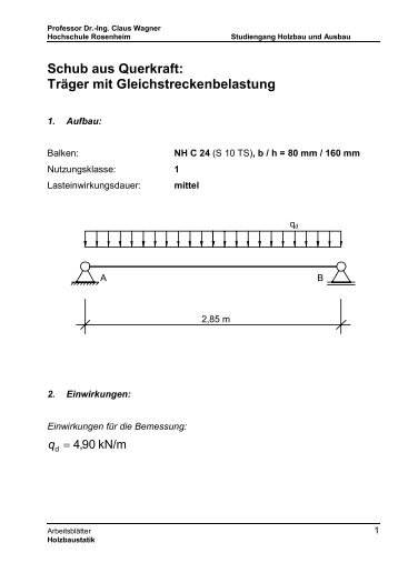 Schubbeanspruchung aus Querkraft - Fachhochschule Rosenheim