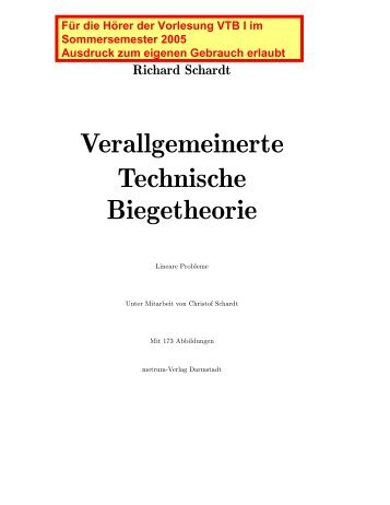 Richard Schardt Verallgemeinerte Technische Biegetheorie