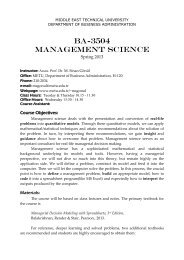 BA-3504 MANAGEMENT SCIENCE - Middle East Technical University