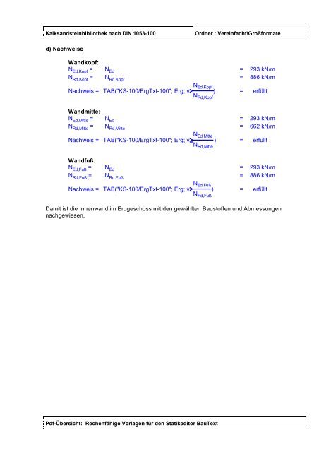 KALKSANDSTEIN. - Mauerwerksbau-Lehre