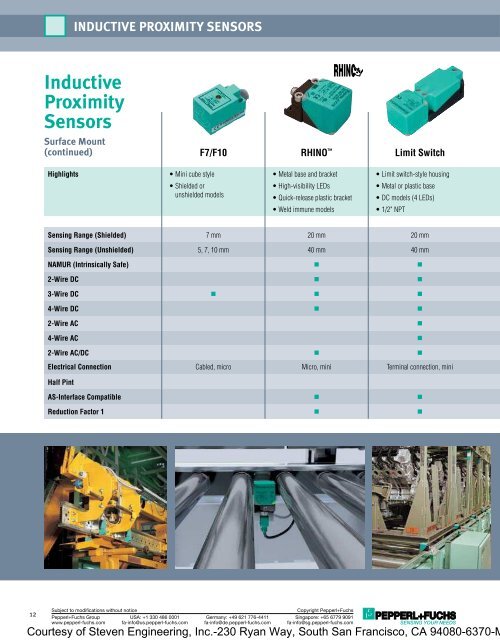 Pepperl+Fuchs Quick Select Product Guide - Steven Engineering