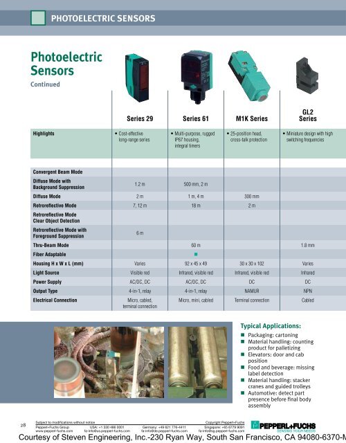 Pepperl+Fuchs Quick Select Product Guide - Steven Engineering