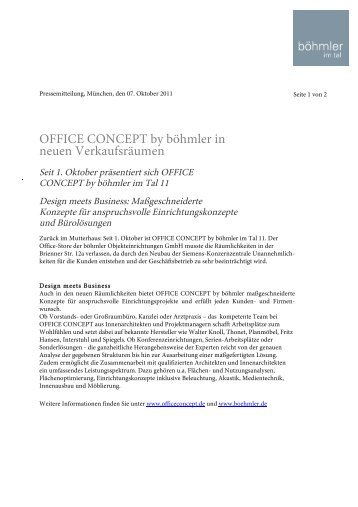 OFFICE CONCEPT by böhmler in neuen Verkaufsräumen