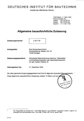 DIBt Zulassung Z-36.1-30.pdf - sika.ba