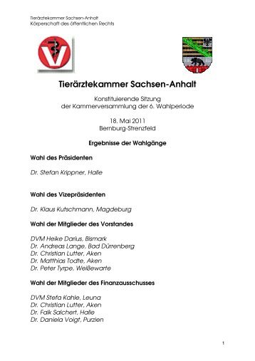 hier nachlesen - Tierärztekammer Sachsen-Anhalt