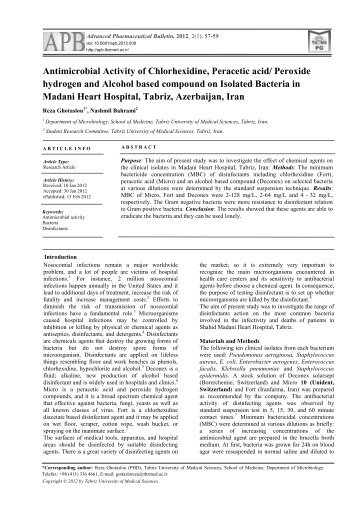 Antimicrobial Activity of Chlorhexidine, Peracetic acid/ Peroxide ...