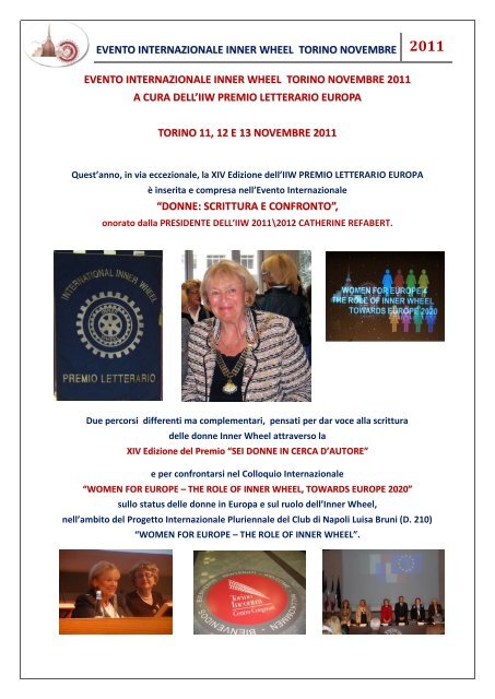 Evento Internazionale Inner Wheel Torino 11, 12 ... - Inner Wheel Italia