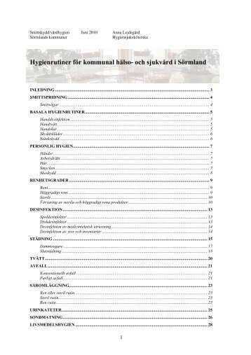 Hygienrutiner för kommunal hälso- och sjukvård i Sörmland