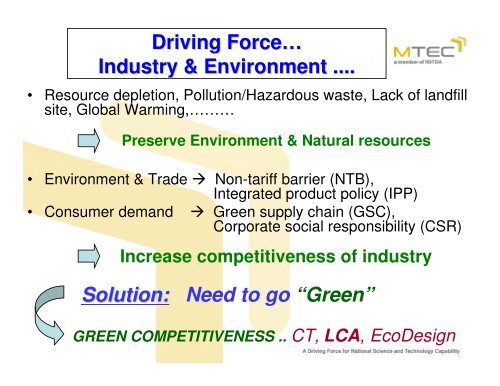 Thai National LCI Database - Life Cycle Thinking